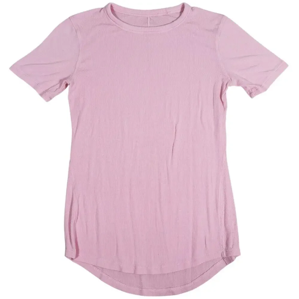 Lululemon Hold Tight Short Sleeve Shirt Size 2 Pink Peony Lounge Comfort Minimal